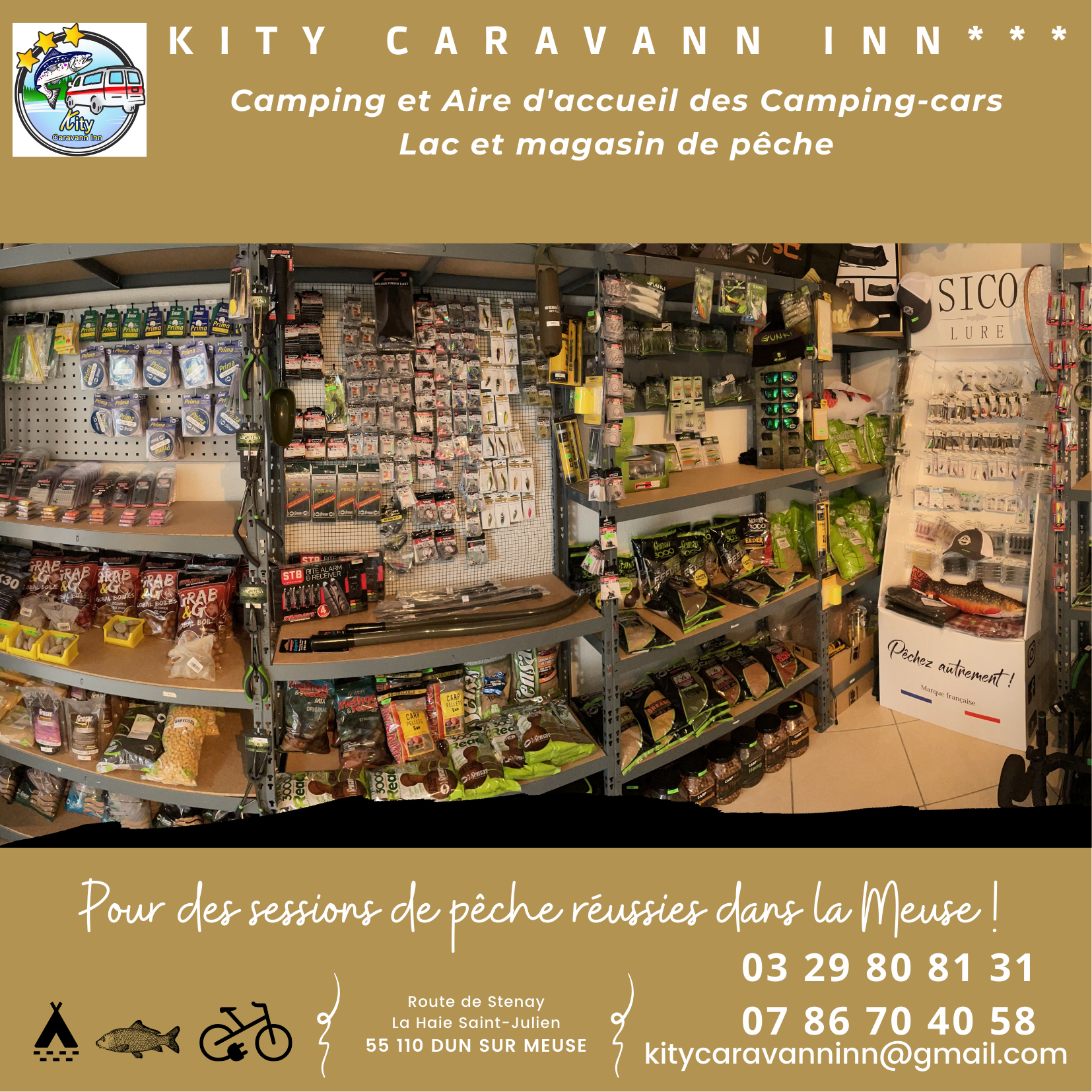 magasin de pêche à dun sur Meuse chez Kity Caravann Inn