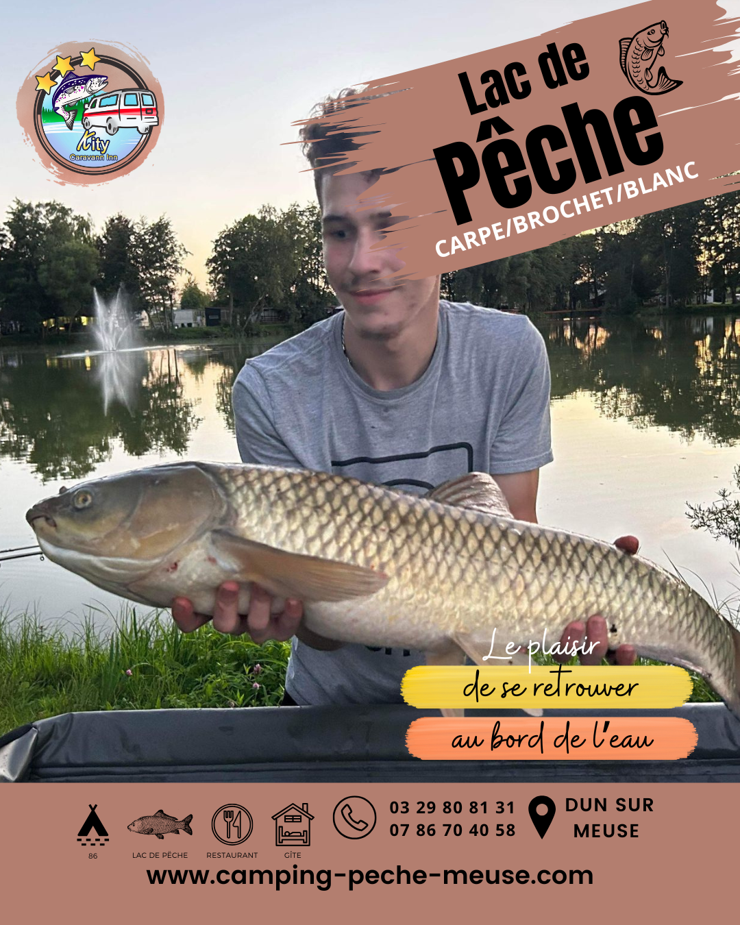 session pêche sur réservation au lac de dun sur meuse